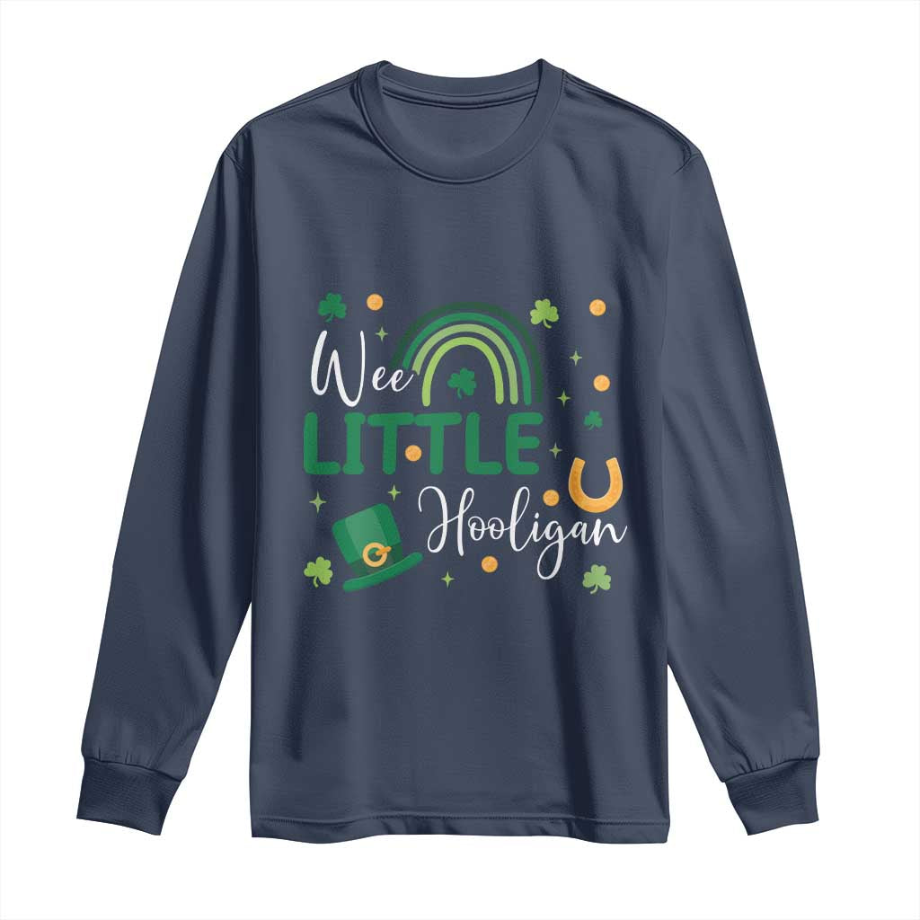 Funny Wee Little Hooligan Long Sleeve Shirt St Patrick's Day Shamrock Rainbow