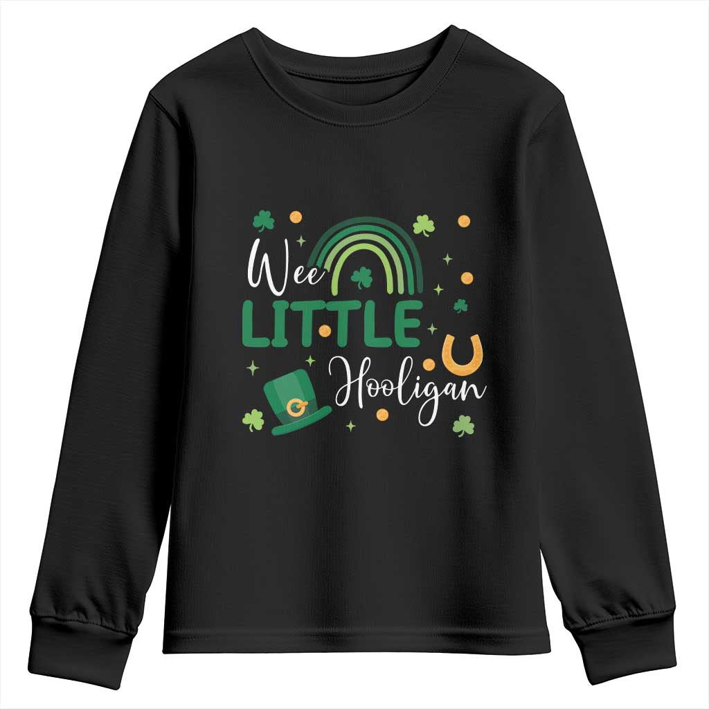 Funny Wee Little Hooligan Youth Sweatshirt St Patrick's Day Shamrock Rainbow
