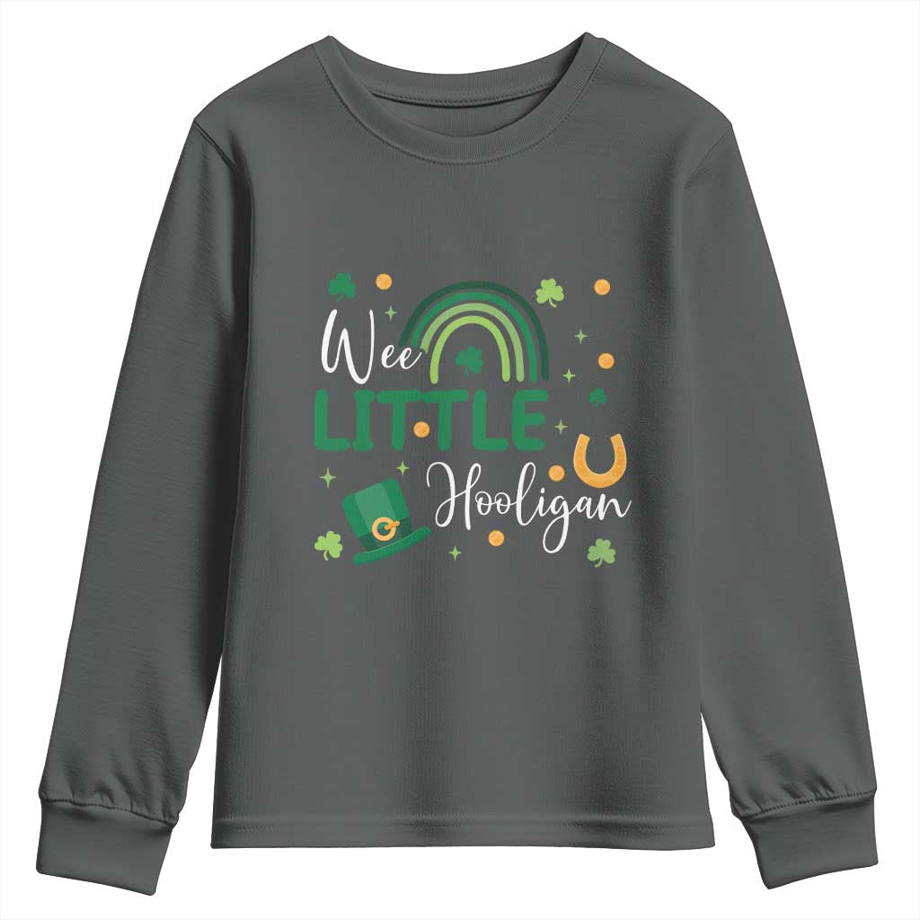 Funny Wee Little Hooligan Youth Sweatshirt St Patrick's Day Shamrock Rainbow