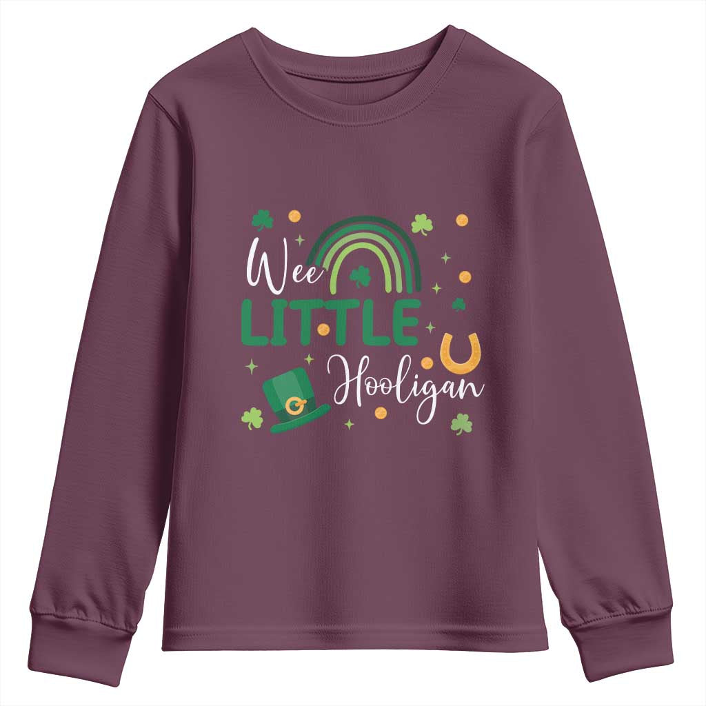 Funny Wee Little Hooligan Youth Sweatshirt St Patrick's Day Shamrock Rainbow