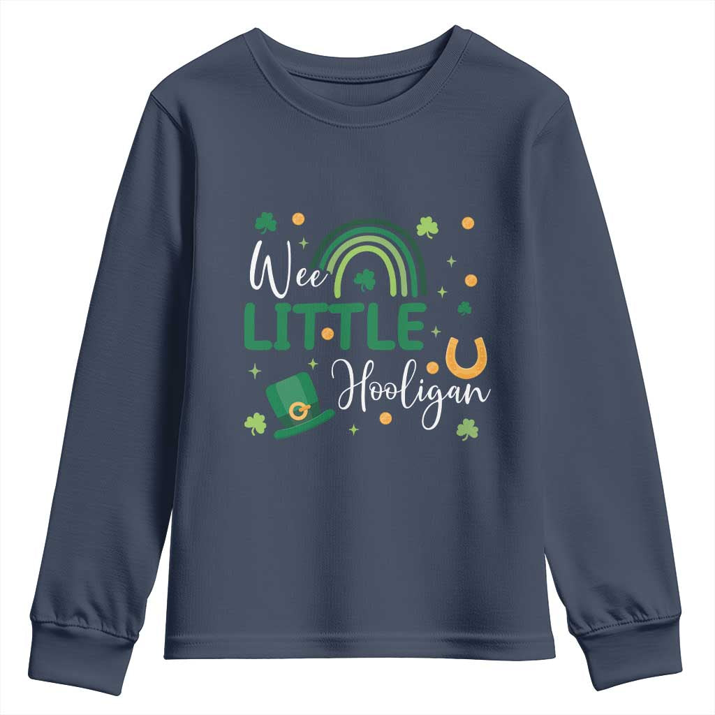 Funny Wee Little Hooligan Youth Sweatshirt St Patrick's Day Shamrock Rainbow