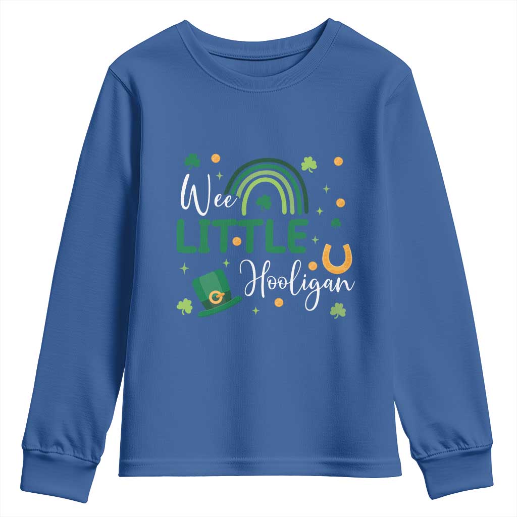 Funny Wee Little Hooligan Youth Sweatshirt St Patrick's Day Shamrock Rainbow