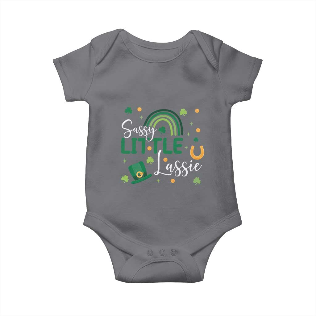 Funny Sassy Little Lassie Baby Onesie St Patrick's Day Shamrock Rainbow