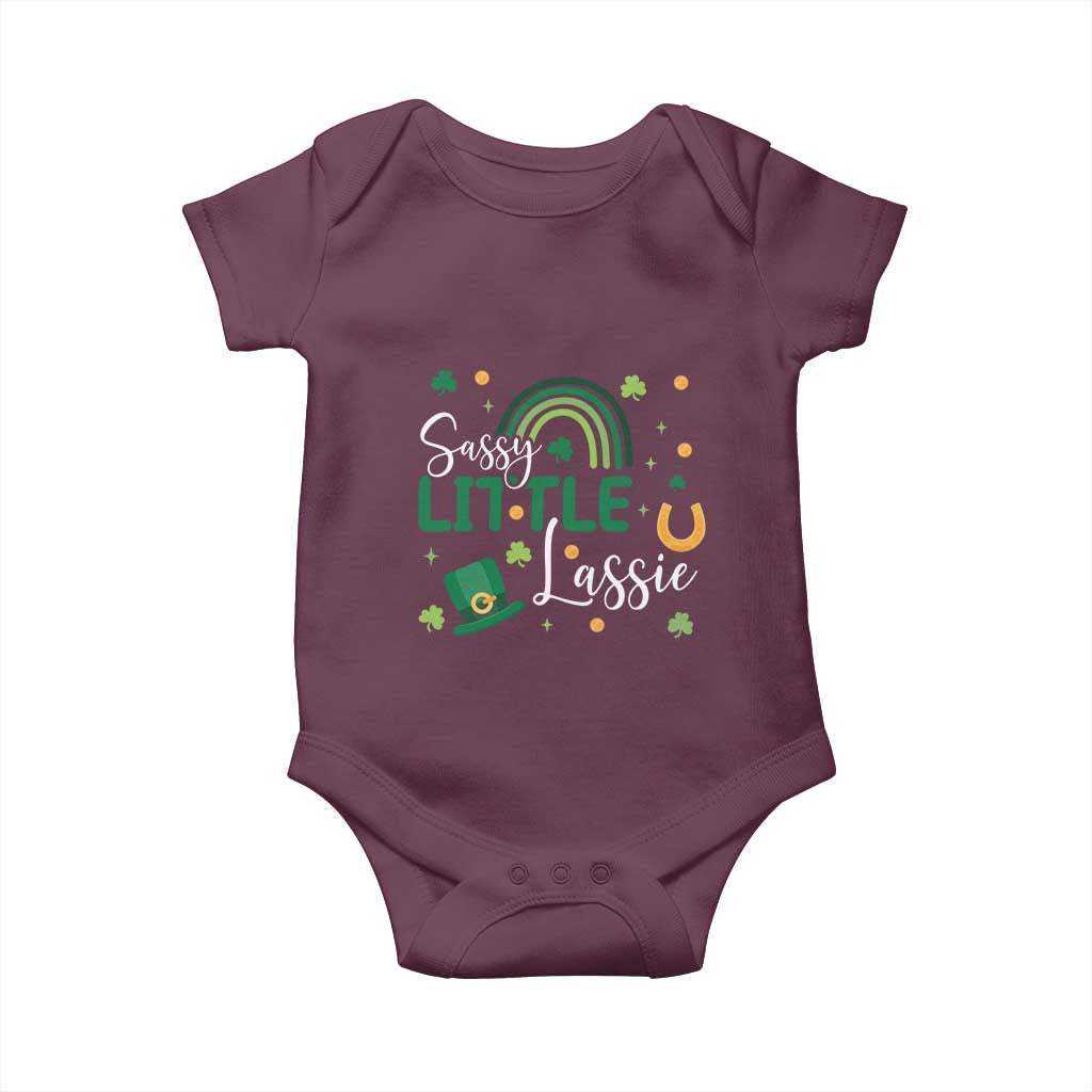 Funny Sassy Little Lassie Baby Onesie St Patrick's Day Shamrock Rainbow