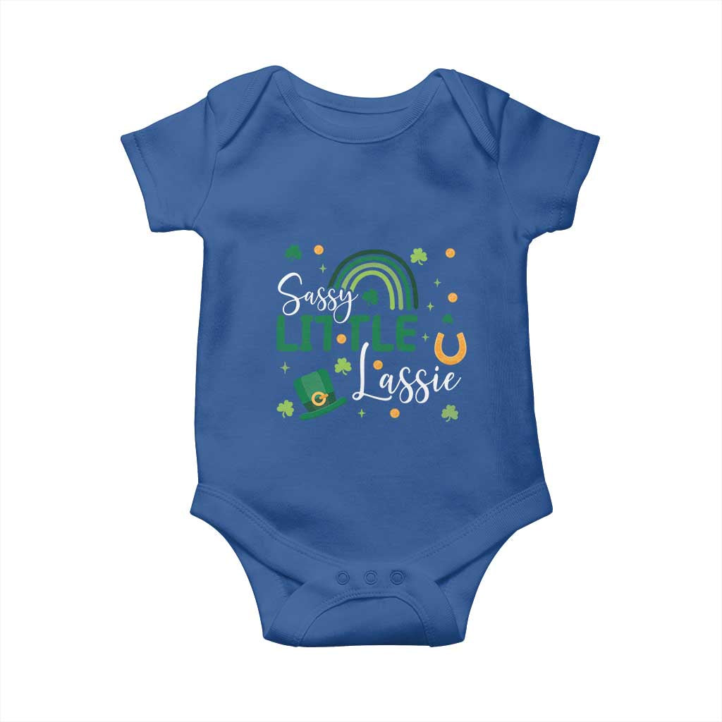 Funny Sassy Little Lassie Baby Onesie St Patrick's Day Shamrock Rainbow