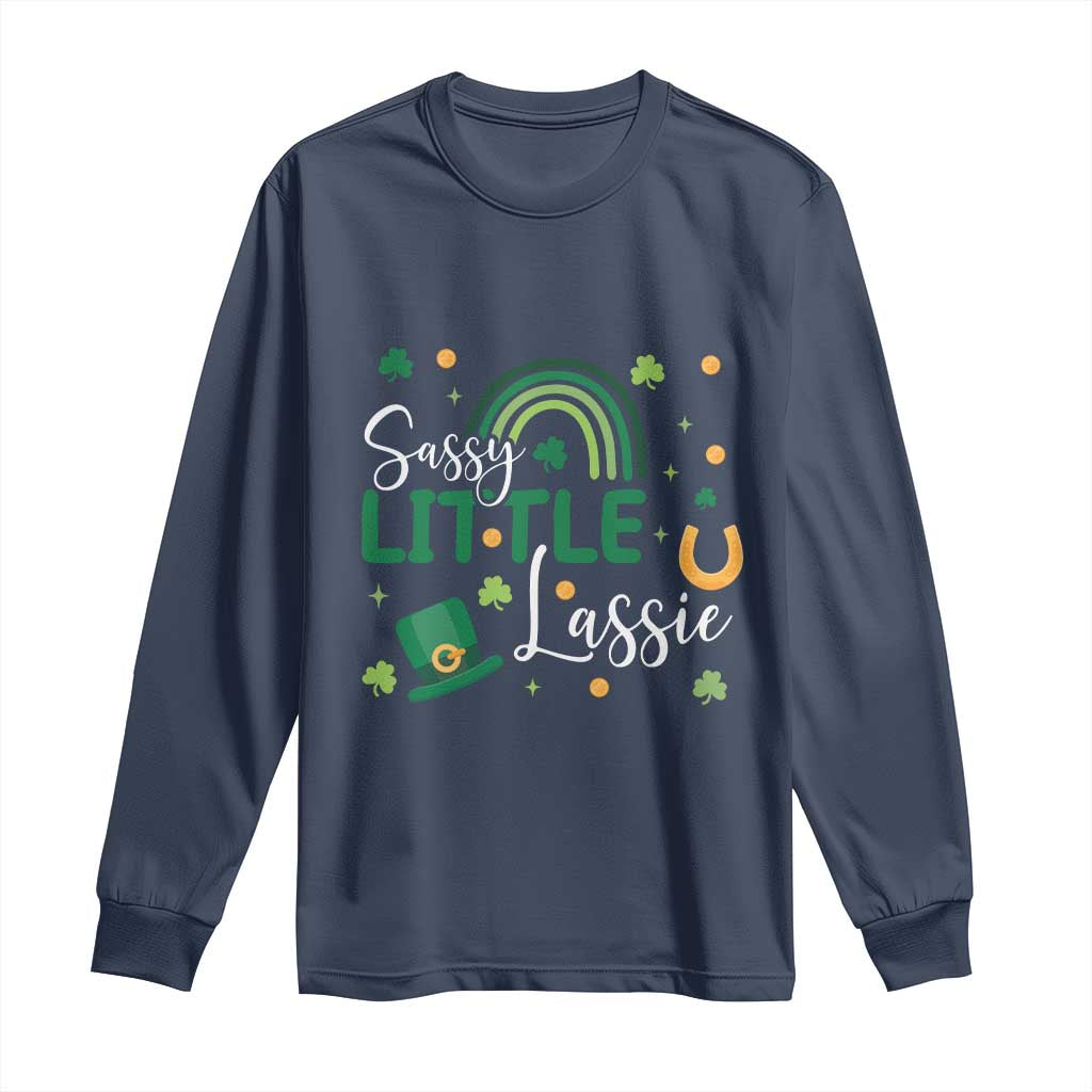 Funny Sassy Little Lassie Long Sleeve Shirt St Patrick's Day Shamrock Rainbow