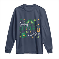 Funny Sassy Little Lassie Long Sleeve Shirt St Patrick's Day Shamrock Rainbow