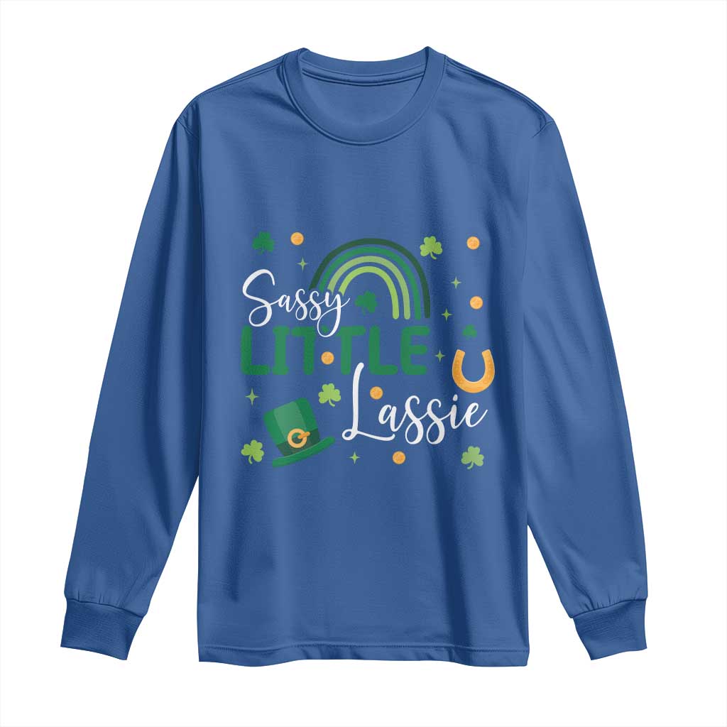 Funny Sassy Little Lassie Long Sleeve Shirt St Patrick's Day Shamrock Rainbow
