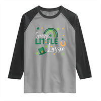 Funny Sassy Little Lassie Raglan Shirt St Patrick's Day Shamrock Rainbow