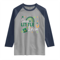 Funny Sassy Little Lassie Raglan Shirt St Patrick's Day Shamrock Rainbow
