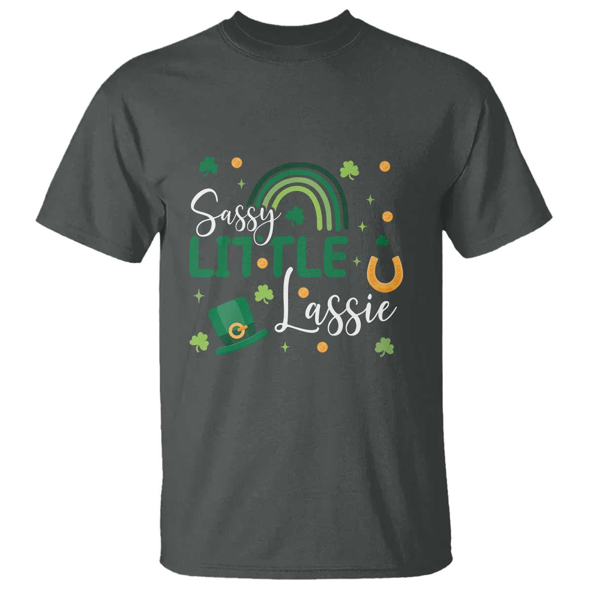 Funny Sassy Little Lassie T Shirt St Patrick's Day Shamrock Rainbow