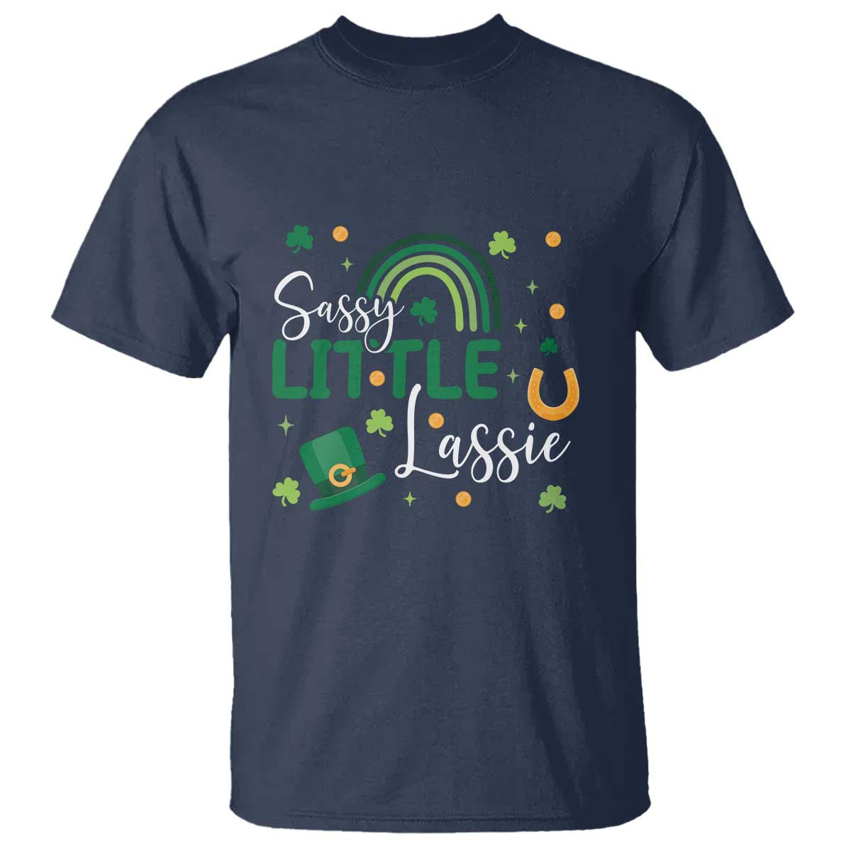 Funny Sassy Little Lassie T Shirt St Patrick's Day Shamrock Rainbow