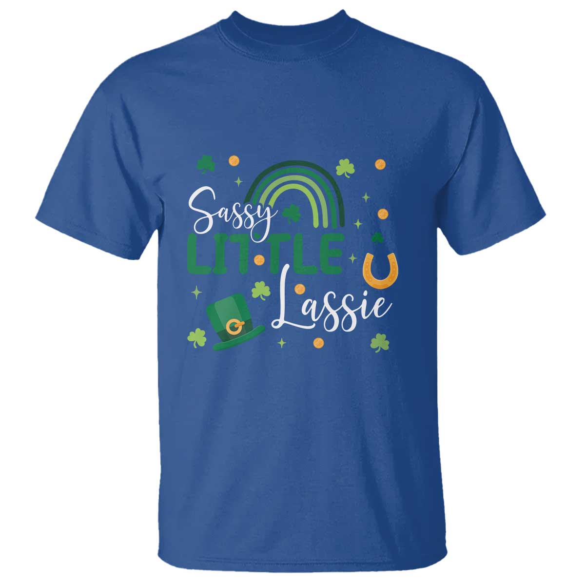 Funny Sassy Little Lassie T Shirt St Patrick's Day Shamrock Rainbow