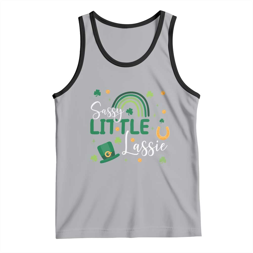 Funny Sassy Little Lassie Tank Top St Patrick's Day Shamrock Rainbow