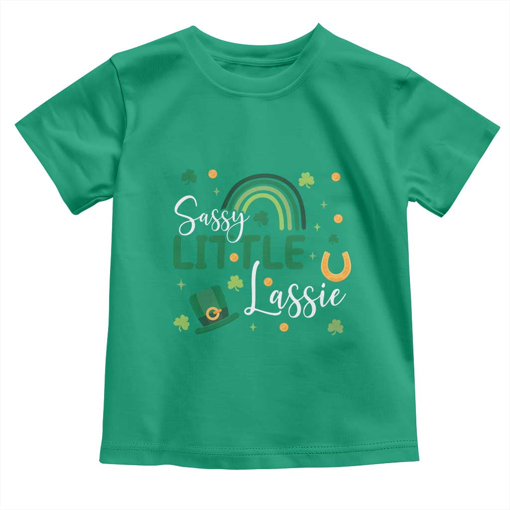 Funny Sassy Little Lassie Toddler T Shirt St Patrick's Day Shamrock Rainbow