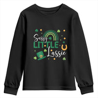 Funny Sassy Little Lassie Youth Sweatshirt St Patrick's Day Shamrock Rainbow