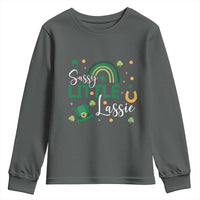 Funny Sassy Little Lassie Youth Sweatshirt St Patrick's Day Shamrock Rainbow
