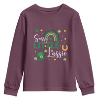 Funny Sassy Little Lassie Youth Sweatshirt St Patrick's Day Shamrock Rainbow