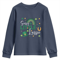 Funny Sassy Little Lassie Youth Sweatshirt St Patrick's Day Shamrock Rainbow