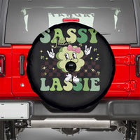 Funny St Patrick's Day Sassy Little Lassie Spare Tire Cover Retro Groovy Clover
