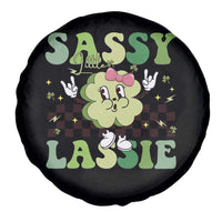 Funny St Patrick's Day Sassy Little Lassie Spare Tire Cover Retro Groovy Clover