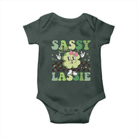 Funny St Patrick's Day Sassy Little Lassie Baby Onesie Retro Groovy Clover