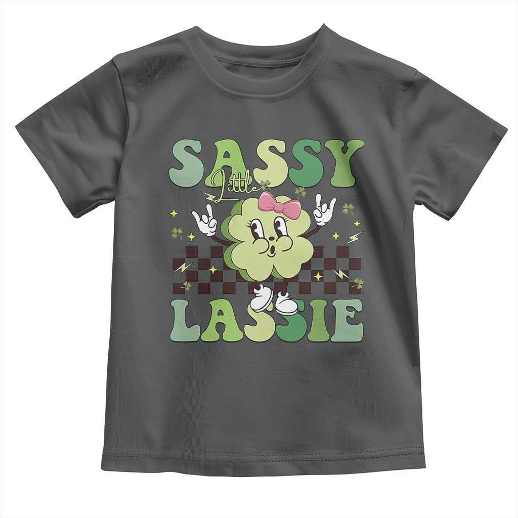 Funny St Patrick's Day Sassy Little Lassie Toddler T Shirt Retro Groovy Clover
