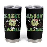 Funny St Patrick's Day Sassy Little Lassie Tumbler Cup Retro Groovy Clover