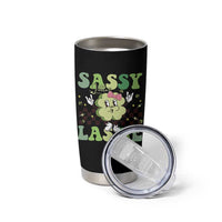 Funny St Patrick's Day Sassy Little Lassie Tumbler Cup Retro Groovy Clover