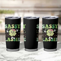Funny St Patrick's Day Sassy Little Lassie Tumbler Cup Retro Groovy Clover