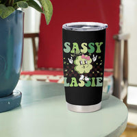 Funny St Patrick's Day Sassy Little Lassie Tumbler Cup Retro Groovy Clover