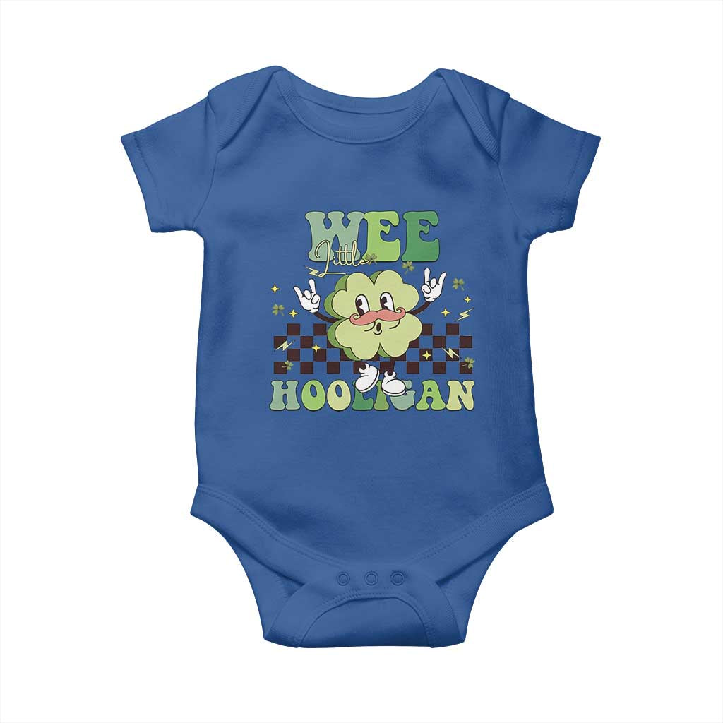 Funny St Patrick's Day Wee Little Hooligan Baby Onesie Retro Groovy Clover