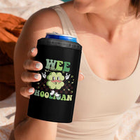 Funny St Patrick's Day Wee Little Hooligan 4 in 1 Can Cooler Tumbler Retro Groovy Clover