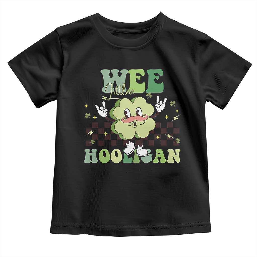 Funny St Patrick's Day Wee Little Hooligan Toddler T Shirt Retro Groovy Clover