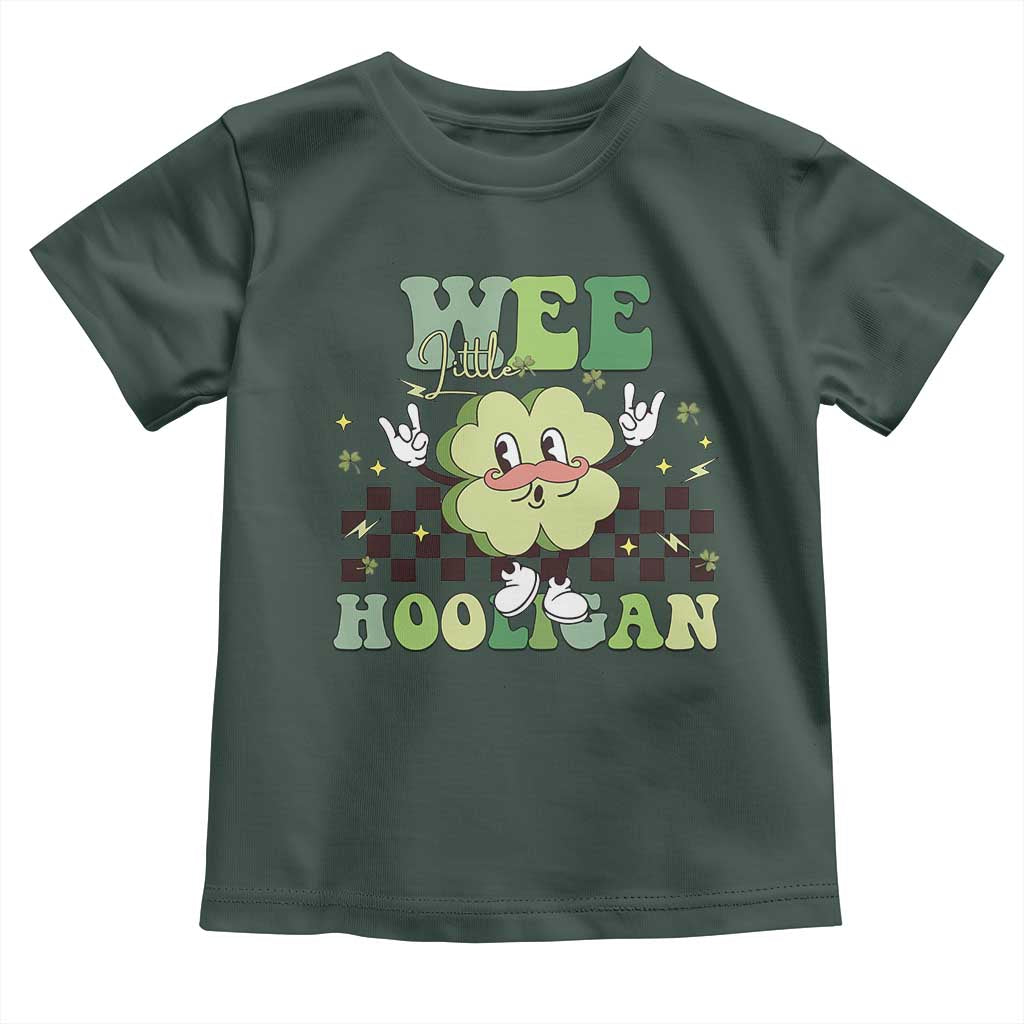 Funny St Patrick's Day Wee Little Hooligan Toddler T Shirt Retro Groovy Clover