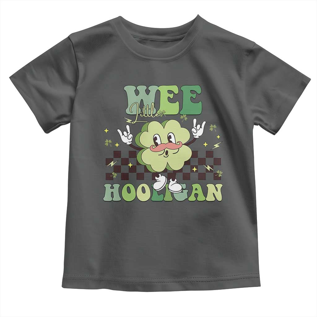Funny St Patrick's Day Wee Little Hooligan Toddler T Shirt Retro Groovy Clover