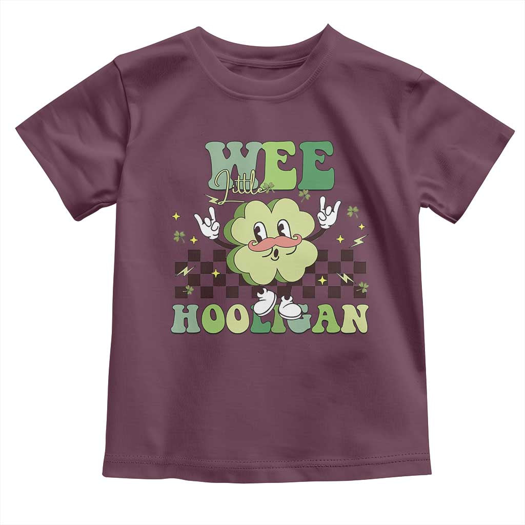 Funny St Patrick's Day Wee Little Hooligan Toddler T Shirt Retro Groovy Clover