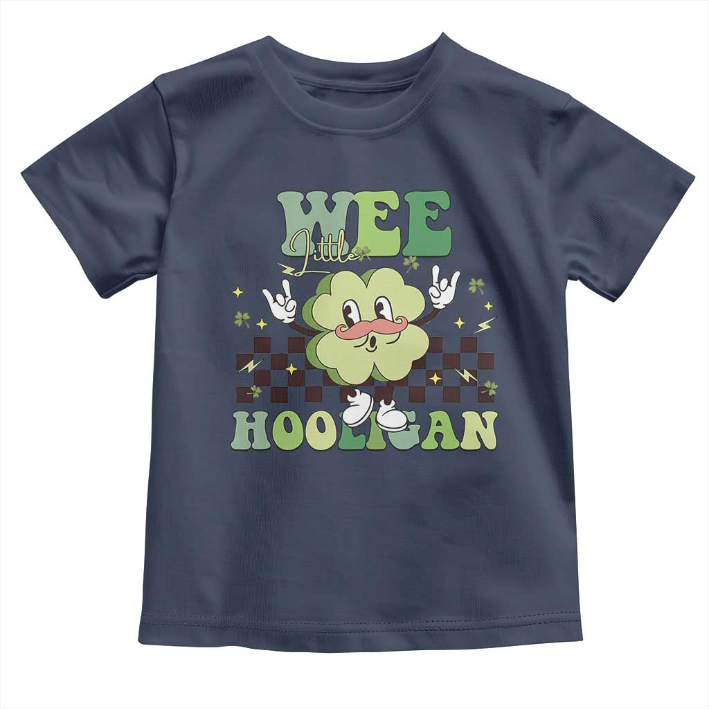 Funny St Patrick's Day Wee Little Hooligan Toddler T Shirt Retro Groovy Clover