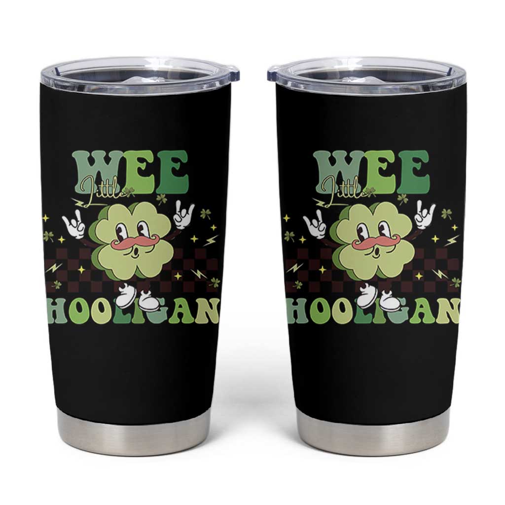Funny St Patrick's Day Wee Little Hooligan Tumbler Cup Retro Groovy Clover