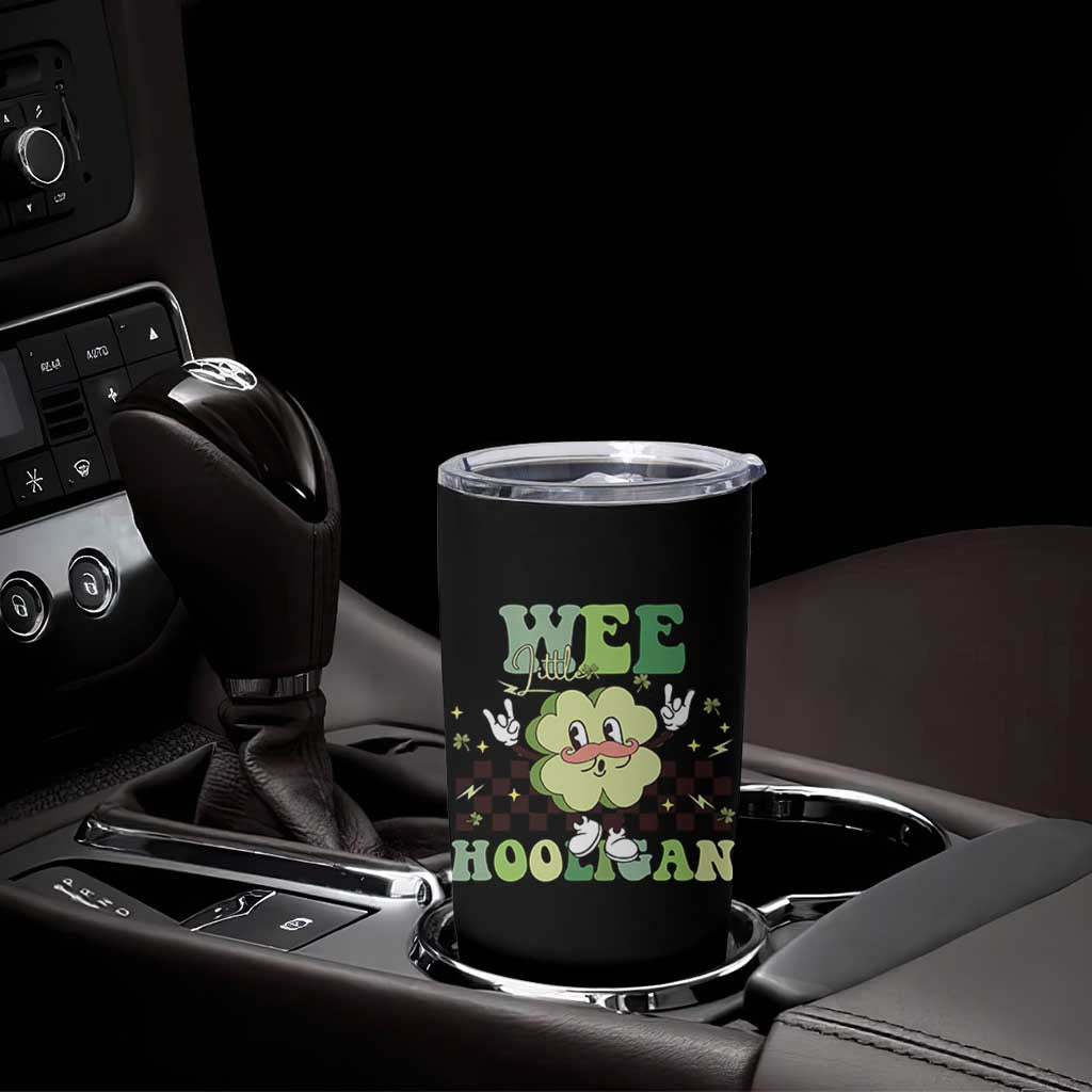 Funny St Patrick's Day Wee Little Hooligan Tumbler Cup Retro Groovy Clover