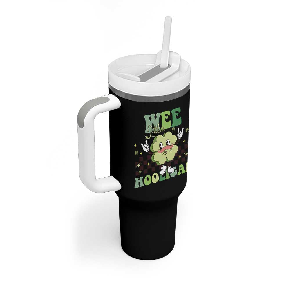 Funny St Patrick's Day Wee Little Hooligan Tumbler With Handle Retro Groovy Clover