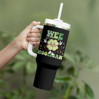 Funny St Patrick's Day Wee Little Hooligan Tumbler With Handle Retro Groovy Clover