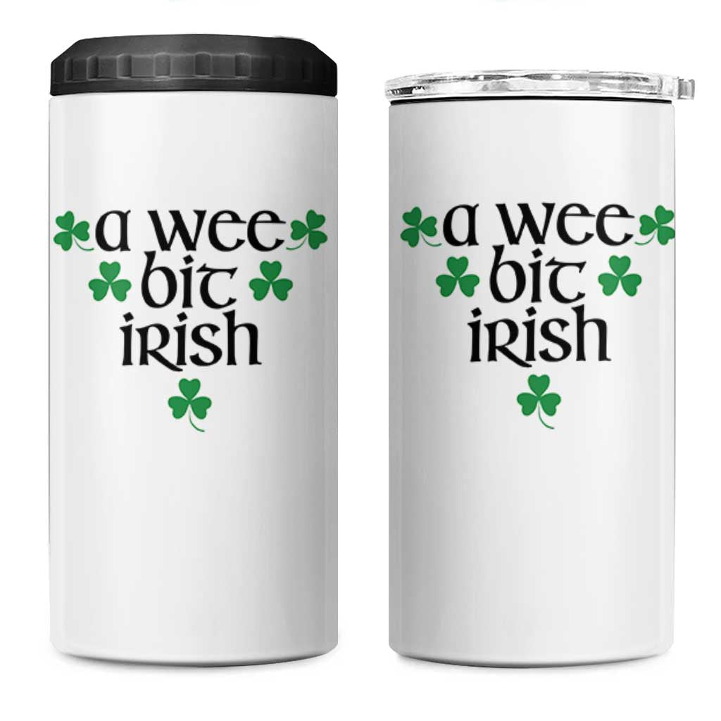 Funny Irish Heritage 4 in 1 Can Cooler Tumbler A Wee Bit Irish St Patrick's Day Shamrock