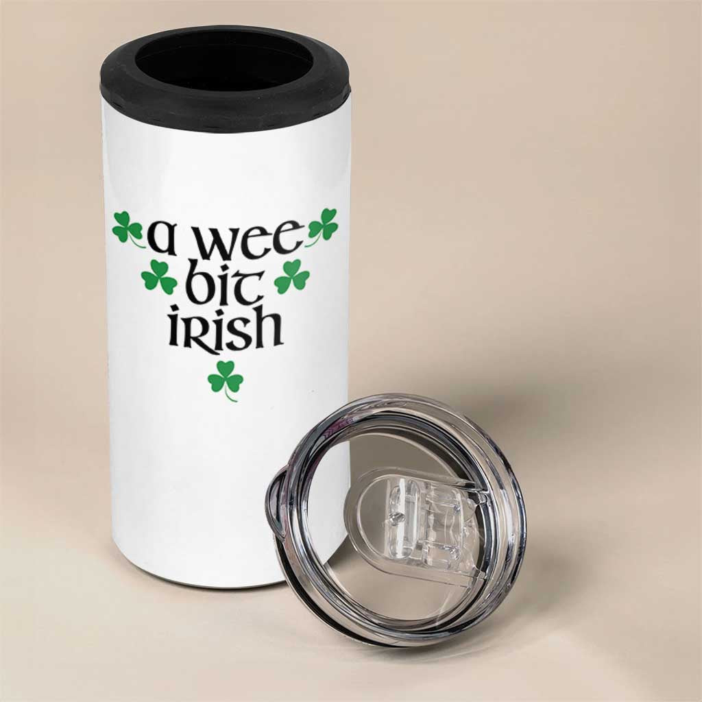 Funny Irish Heritage 4 in 1 Can Cooler Tumbler A Wee Bit Irish St Patrick's Day Shamrock