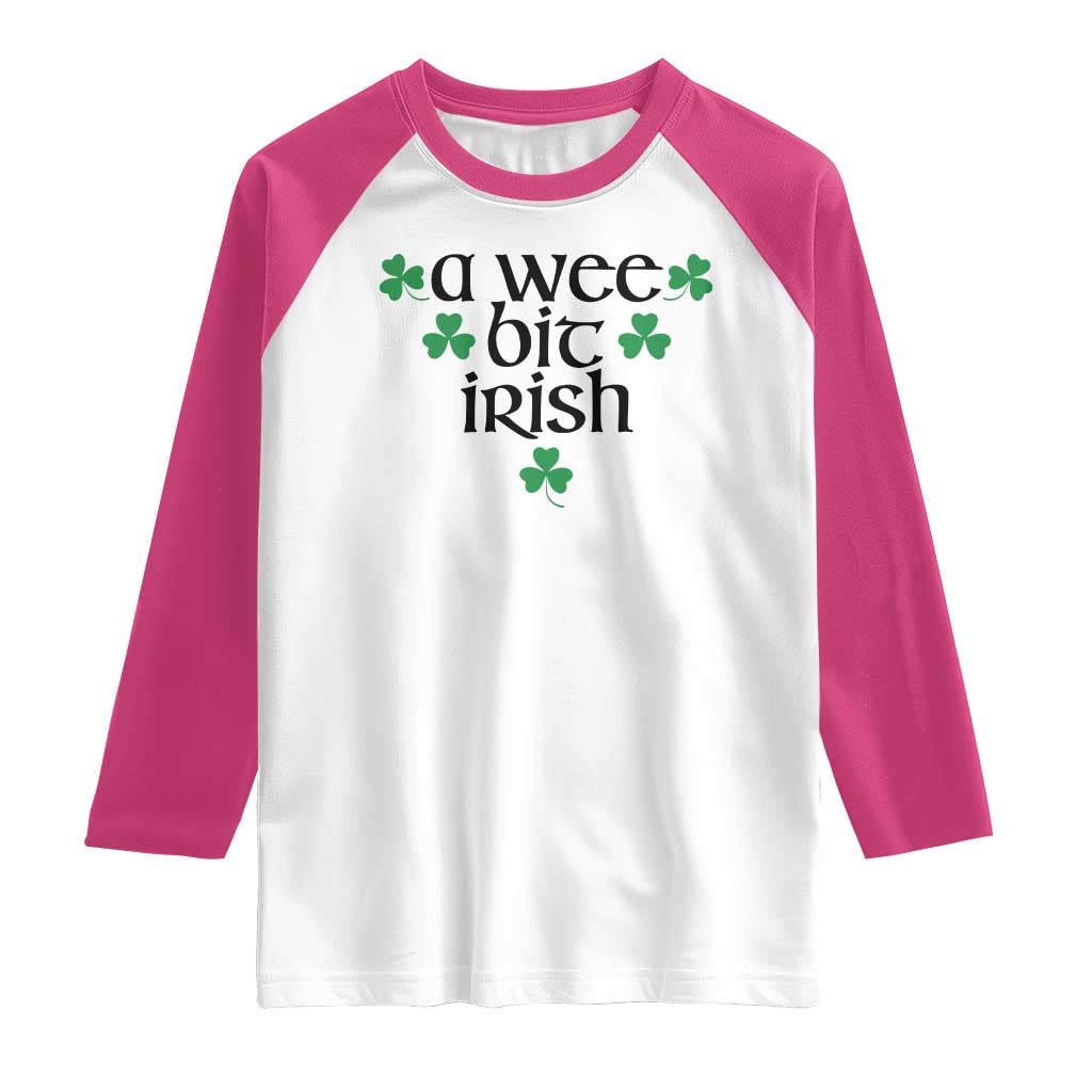 Funny Irish Heritage Raglan Shirt A Wee Bit Irish St Patrick's Day Shamrock