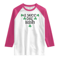 Funny Irish Heritage Raglan Shirt A Wee Bit Irish St Patrick's Day Shamrock