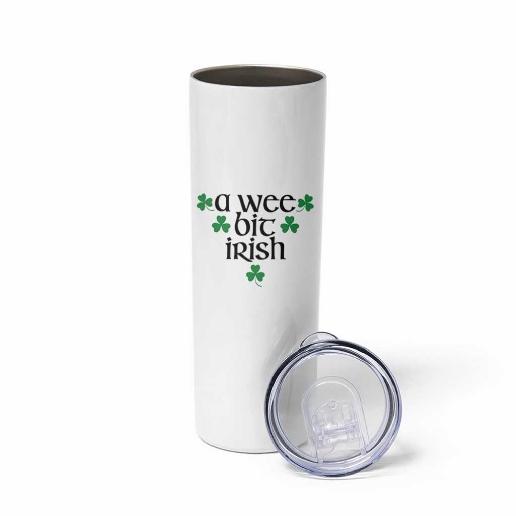 Funny Irish Heritage Skinny Tumbler A Wee Bit Irish St Patrick's Day Shamrock