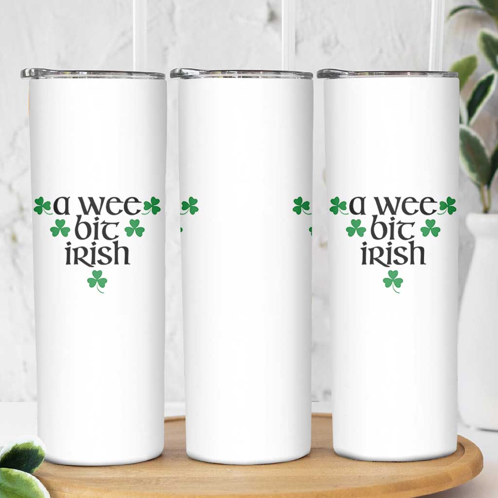 Funny Irish Heritage Skinny Tumbler A Wee Bit Irish St Patrick's Day Shamrock