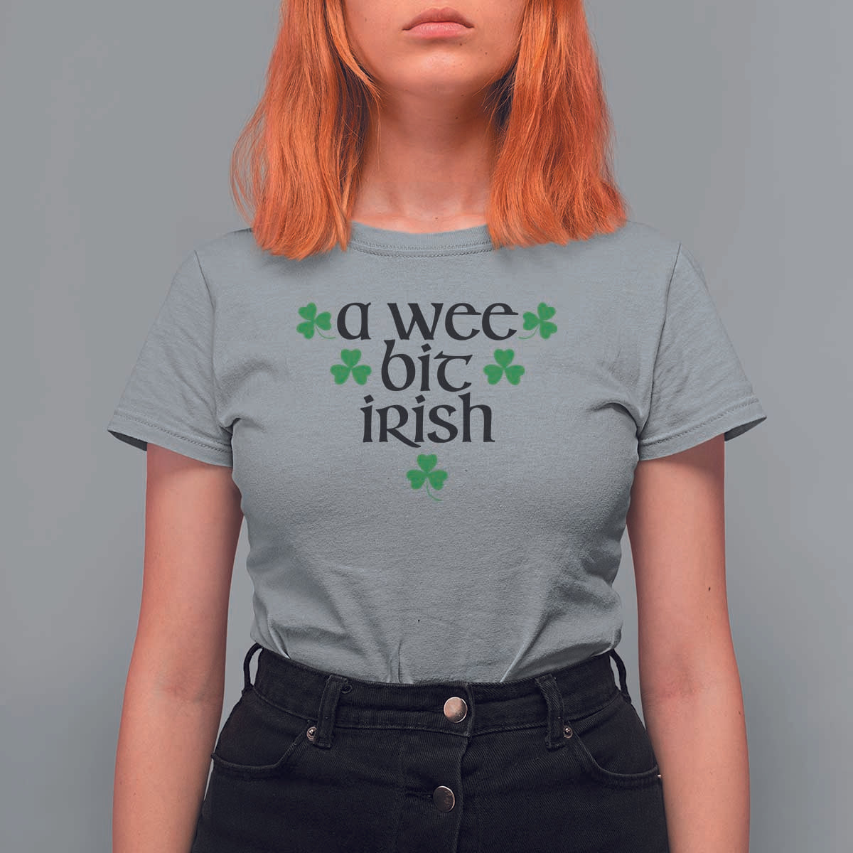 Funny Irish Heritage T Shirt For Women A Wee Bit Irish St Patrick's Day Shamrock