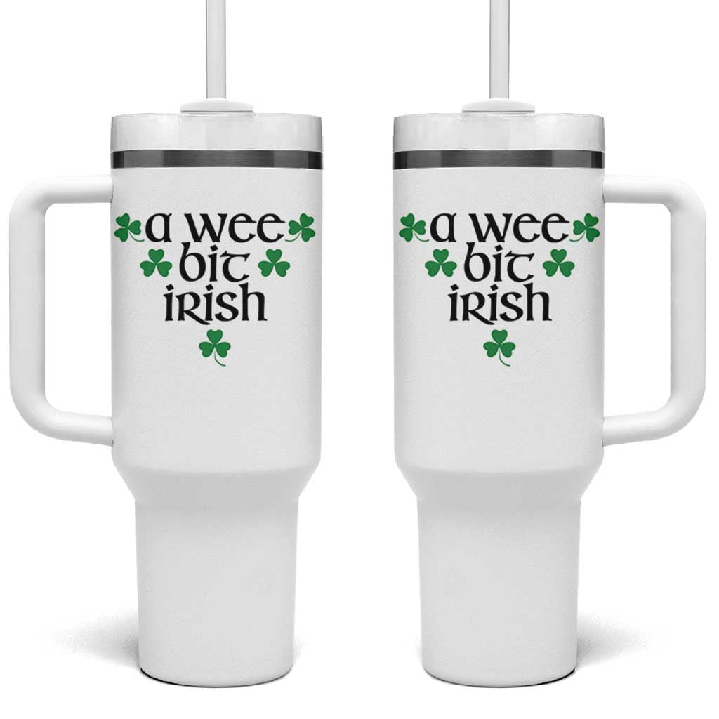 Funny Irish Heritage Tumbler With Handle A Wee Bit Irish St Patrick's Day Shamrock